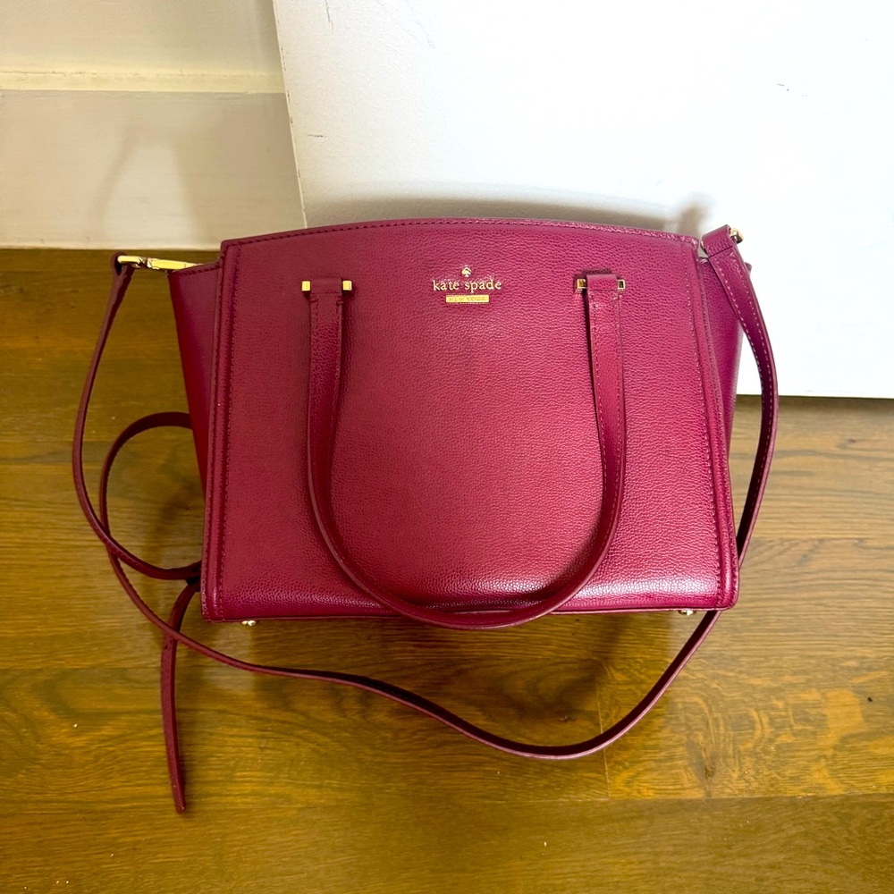 Kate Spade Red Leather Satchel with Gold Hardware